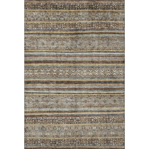 HomeRoots 5' X 8' Striped Washable Area Rug in Brown, Gray & Silver - UV Protected, Non-Slip for Busy Homes 695788