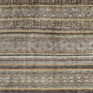 HomeRoots 8' X 10' Stylish Brown, Gray & Silver Striped Washable Area Rug with UV Protection for Durability 695790
