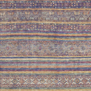 HomeRoots 8' X 10' Washable Striped Area Rug in Blue, Beige & Gray - Durable, UV-Protected for High-Traffic Areas 695796
