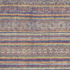 HomeRoots 9' X 12' Striped Washable Area Rug in Blue, Beige & Gray – UV Protected, Durable & Stylish for Homes 695797