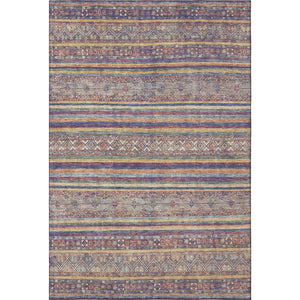 HomeRoots 9' X 12' Striped Washable Area Rug in Blue, Beige & Gray – UV Protected, Durable & Stylish for Homes 695797