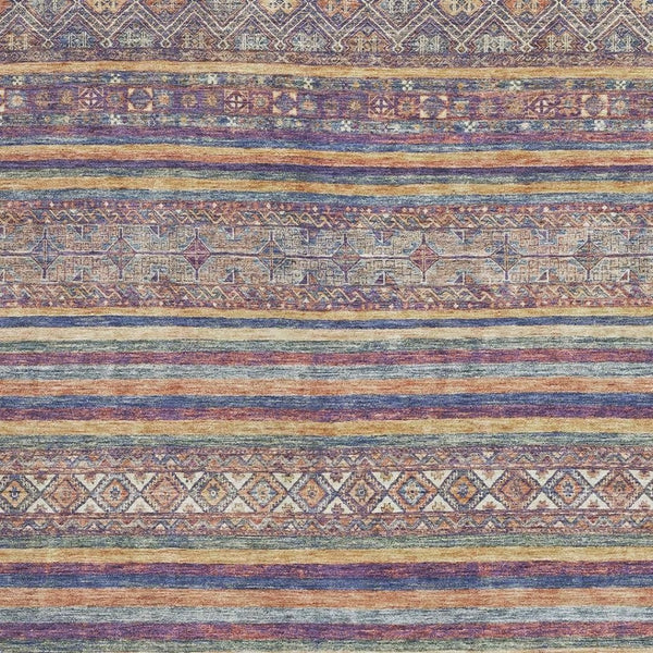 HomeRoots 10' X 14' Striped Area Rug in Blue, Beige & Gray – Washable, UV-Protected, Family-Friendly Decor 695798