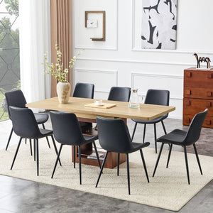 English Elm Scalable Extendable Dining Set with Wood Grain Table and Gray Linen Chairs 8 Piece Black,Walnut,Wood W1151S04680