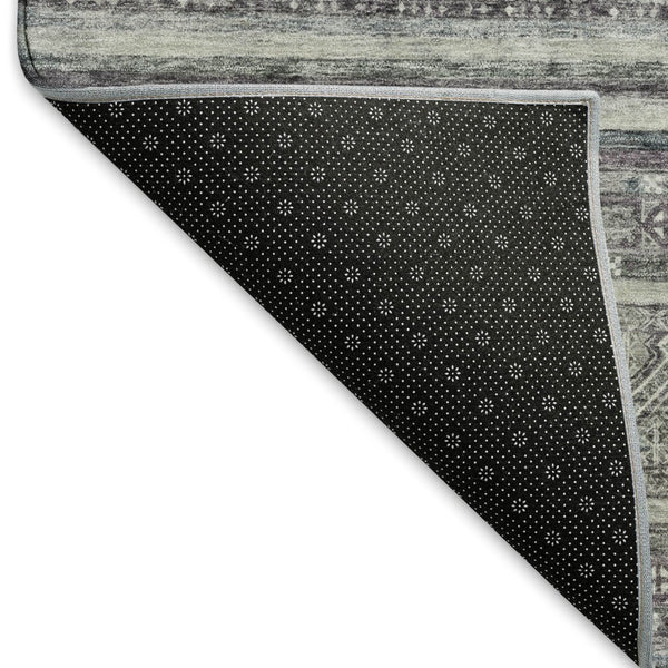 HomeRoots 9' Gray and Silver Striped Washable Area Rug - UV Protected, Stain Resistant, Durable for Homes 695803