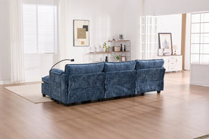 English Elm United Oversized 112" Modular Sectional Sofa - Modern Chenille Cloud Couch With Storage Ottoman & Usb Ports W1568S00190-GIGA