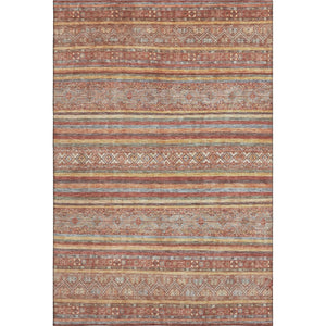 HomeRoots 5' X 8' Elegant Rust Gold & Gray Striped Washable Area Rug with UV Protection & Non-Slip Backing 695812