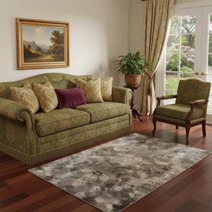 HomeRoots 5' X 8' Brown and Beige Oriental Washable Area Rug - Durable, UV-Protected, Ideal for Homes with Kids 695830