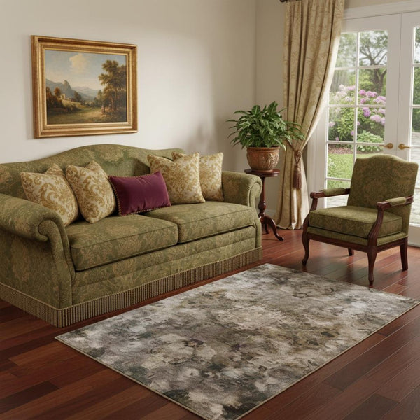 HomeRoots 5' X 8' Brown and Beige Oriental Washable Area Rug - Durable, UV-Protected, Ideal for Homes with Kids 695830