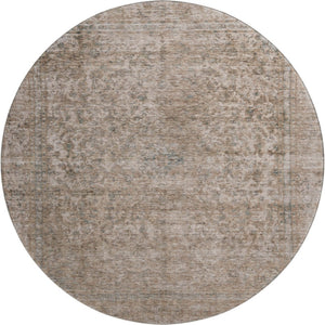 HomeRoots 8' Brown and Beige Oriental Round Rug - Washable, UV-Protected, Non-Slip, Perfect for Busy Homes! 695831