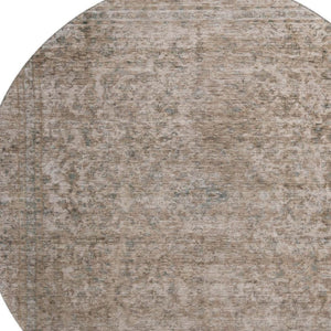 HomeRoots 8' Brown and Beige Oriental Round Rug - Washable, UV-Protected, Non-Slip, Perfect for Busy Homes! 695831