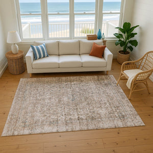 HomeRoots 9' X 12' Brown And Beige Oriental Washable Area Rug - Durable, Stain-Resistant, UV Protected Elegance 695833
