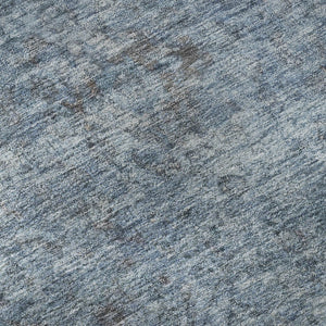 HomeRoots 8' Blue and Gray Oriental Round Rug - Washable, UV Protected, Stain Resistant, Family-Friendly Design 695837