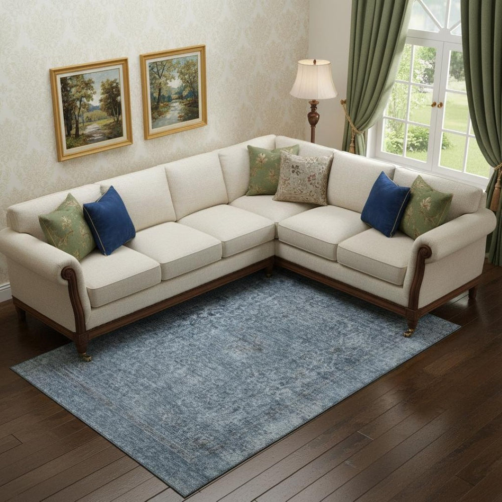 HomeRoots 9' X 12' Blue and Gray Oriental Area Rug – Stylish, Stain-Resistant, UV-Protected for Family Spaces 695839
