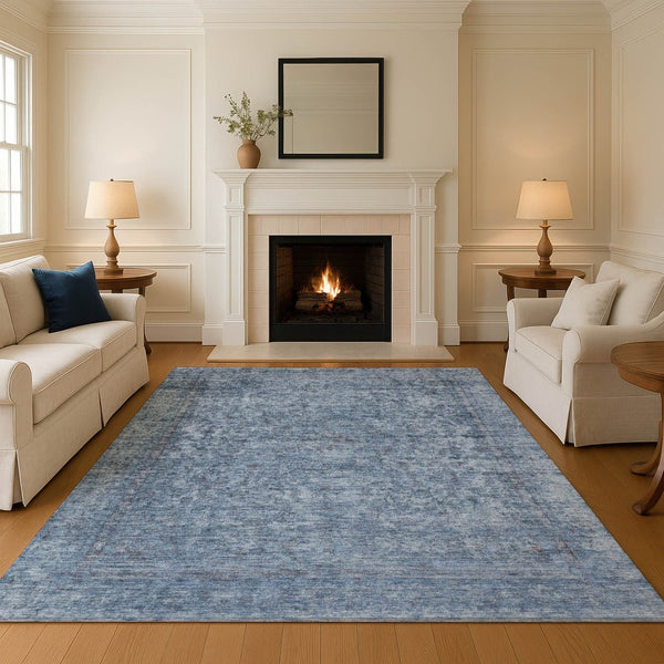 HomeRoots 10' X 14' Blue and Gray Oriental Washable Area Rug - Stylish, Durable, UV-Protected for Busy Homes! 695840
