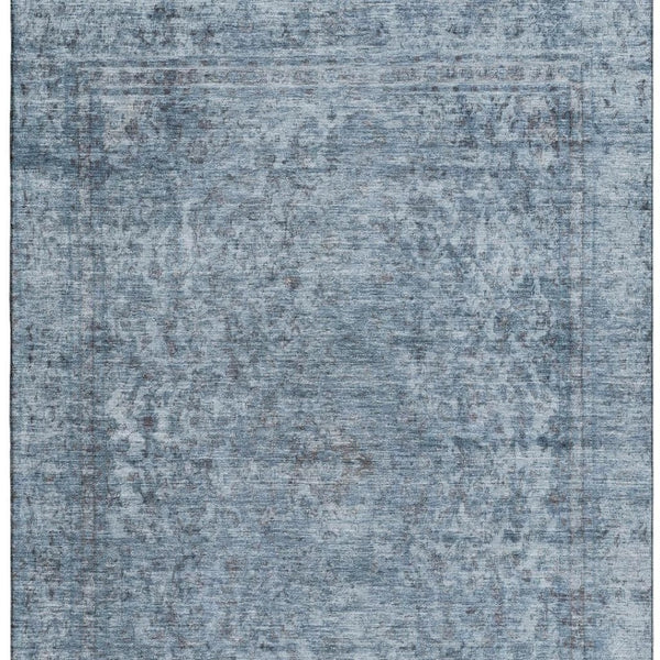 HomeRoots 10' X 14' Blue and Gray Oriental Washable Area Rug - Stylish, Durable, UV-Protected for Busy Homes! 695840
