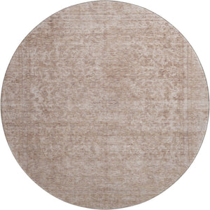 HomeRoots 8' Copper and Rust Washable Oriental Round Rug - UV Protected, Non-Slip, Easy-Clean for Homes 695843