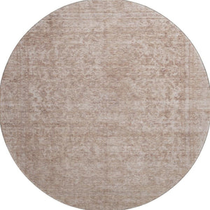 HomeRoots 8' Copper and Rust Washable Oriental Round Rug - UV Protected, Non-Slip, Easy-Clean for Homes 695843