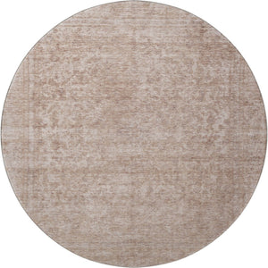 HomeRoots 8' Copper and Rust Washable Oriental Round Rug - UV Protected, Non-Slip, Easy-Clean for Homes 695843