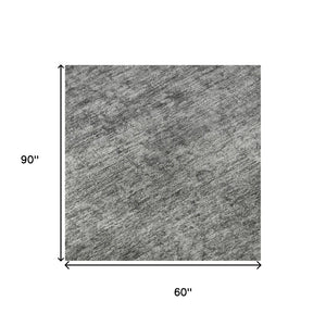 HomeRoots 5' X 8' Gray and Silver Oriental Area Rug - Durable, Washable, UV Protected, Perfect for High-Traffic Areas 695848