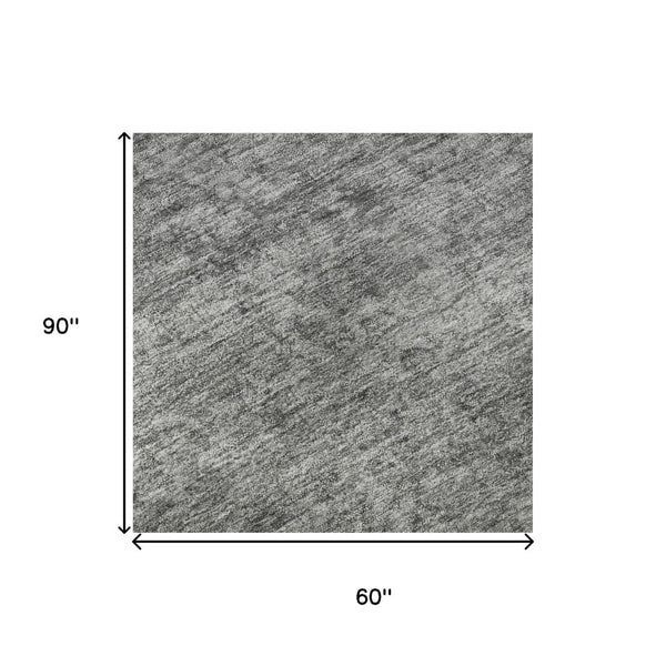 HomeRoots 5' X 8' Gray and Silver Oriental Area Rug - Durable, Washable, UV Protected, Perfect for High-Traffic Areas 695848