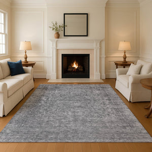 HomeRoots 9' X 12' Gray And Silver Oriental Washable Area Rug – Stylish, Durable, UV-Protected for Busy Homes 695851