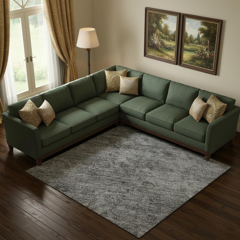 HomeRoots 10' X 14' Gray and Silver Oriental Area Rug - Washable, UV Protected, Durable & Stylish for Homes 695852
