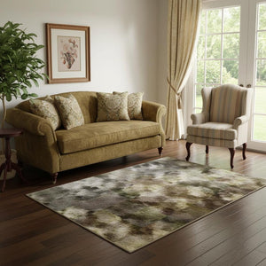 HomeRoots 5' X 8' Pewter and Gray Oriental Washable Area Rug – Stain Resistant, UV Protected, Easy Care Elegance 695854