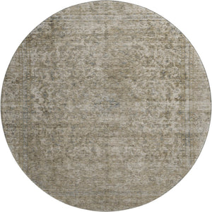 HomeRoots 8' Elegant Pewter and Gray Round Oriental Rug - Washable, UV Protected, Stain Resistant Beauty! 695855