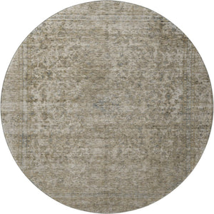 HomeRoots 8' Elegant Pewter and Gray Round Oriental Rug - Washable, UV Protected, Stain Resistant Beauty! 695855