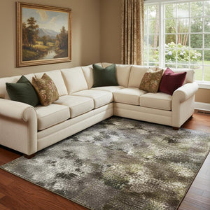 HomeRoots 8' X 10' Pewter and Gray Oriental Area Rug - Stylish, Washable, UV-Protected, Perfect for Busy Homes! 695856