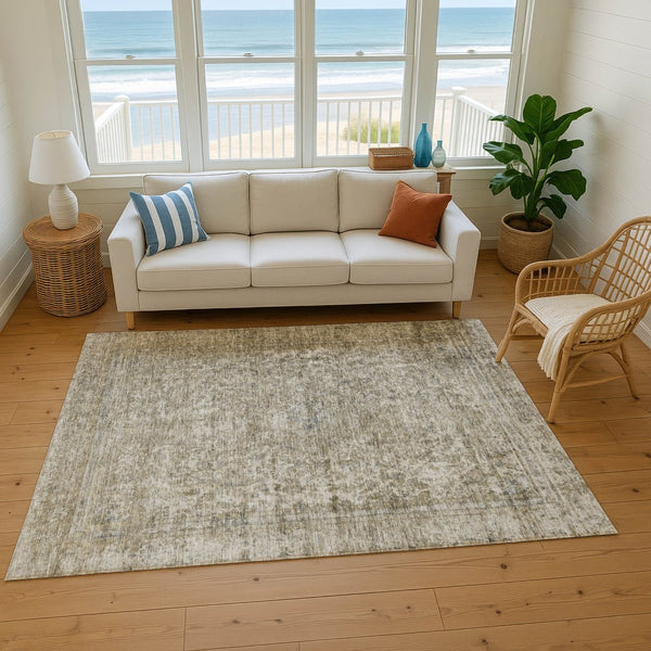 HomeRoots 9' X 12' Pewter and Gray Oriental Area Rug - Washable, UV-Protected, Durable for Busy Homes 695857