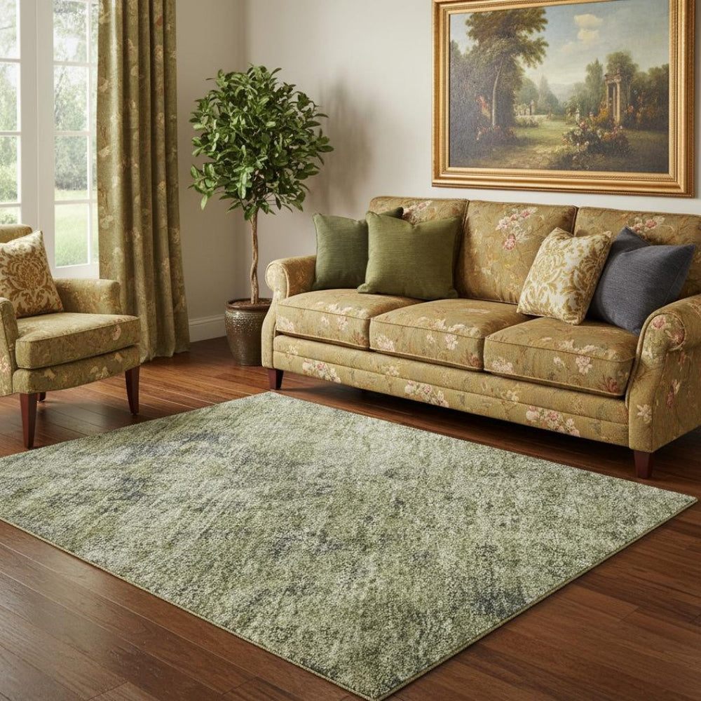 HomeRoots 5' X 8' Sage and Gray Oriental Area Rug - Soft, Durable, Stain-Resistant with UV Protection, Easy Care 695860