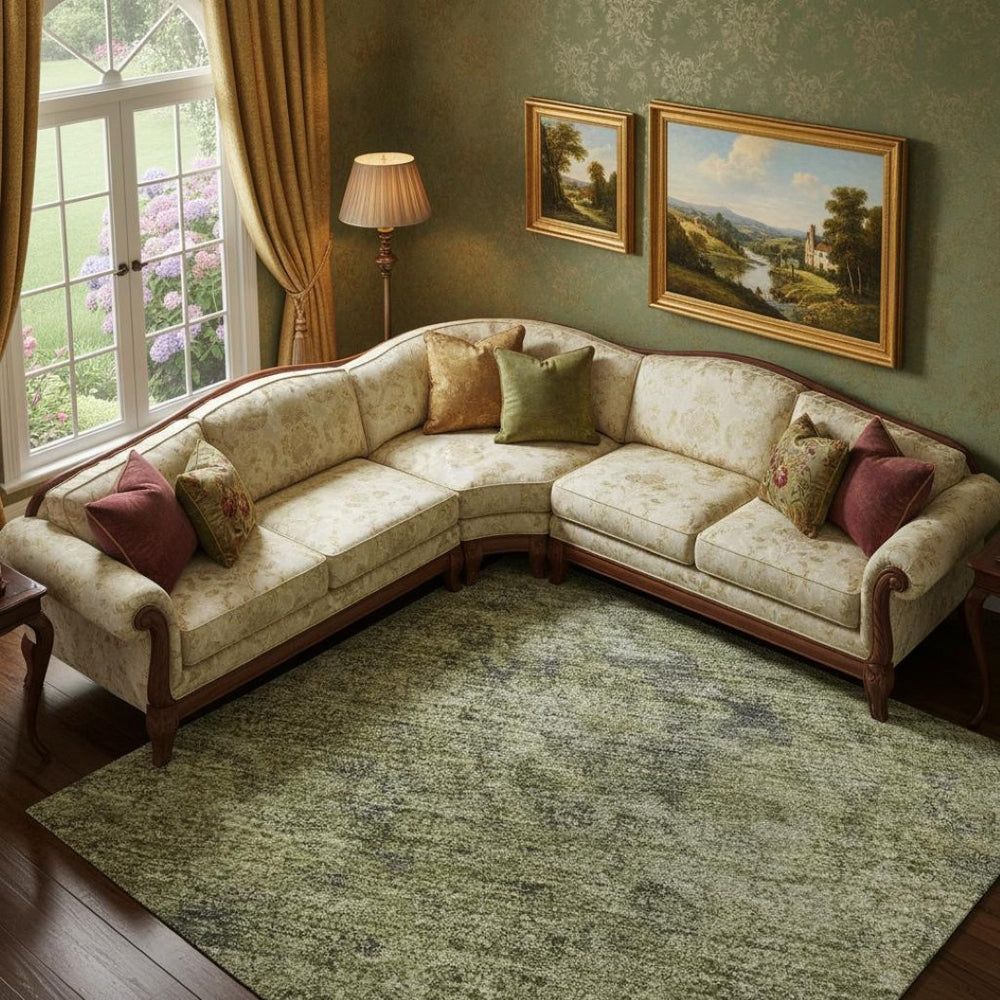 HomeRoots 9' X 12' Sage and Gray Oriental Area Rug - Washable, UV Protected, Durable for Busy Living Spaces 695863