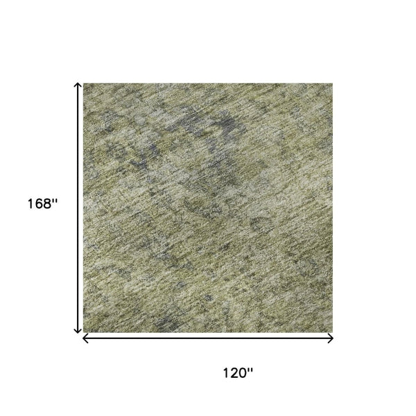HomeRoots 10' X 14' Sage and Gray Oriental Washable Area Rug - Stain Resistant, UV Protected, Easy Care Design 695864