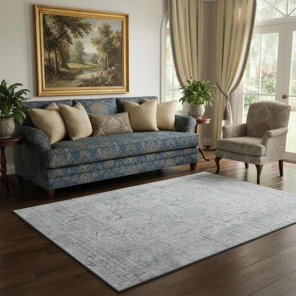 HomeRoots 5' X 8' Silver and Gray Oriental Area Rug – Stylish, Durable, Washable with UV Protection for Any Room 695866