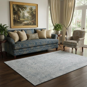 HomeRoots 5' X 8' Silver and Gray Oriental Area Rug – Stylish, Durable, Washable with UV Protection for Any Room 695866