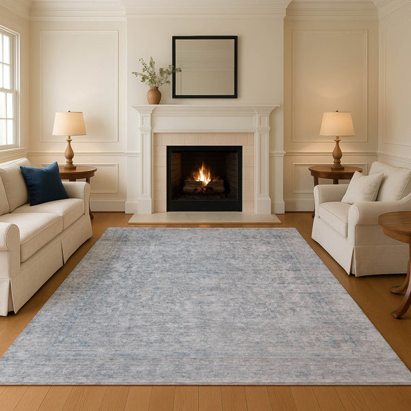 HomeRoots 9' X 12' Silver and Gray Oriental Area Rug - Durable, Washable, Stain-Resistant with UV Protection! 695869