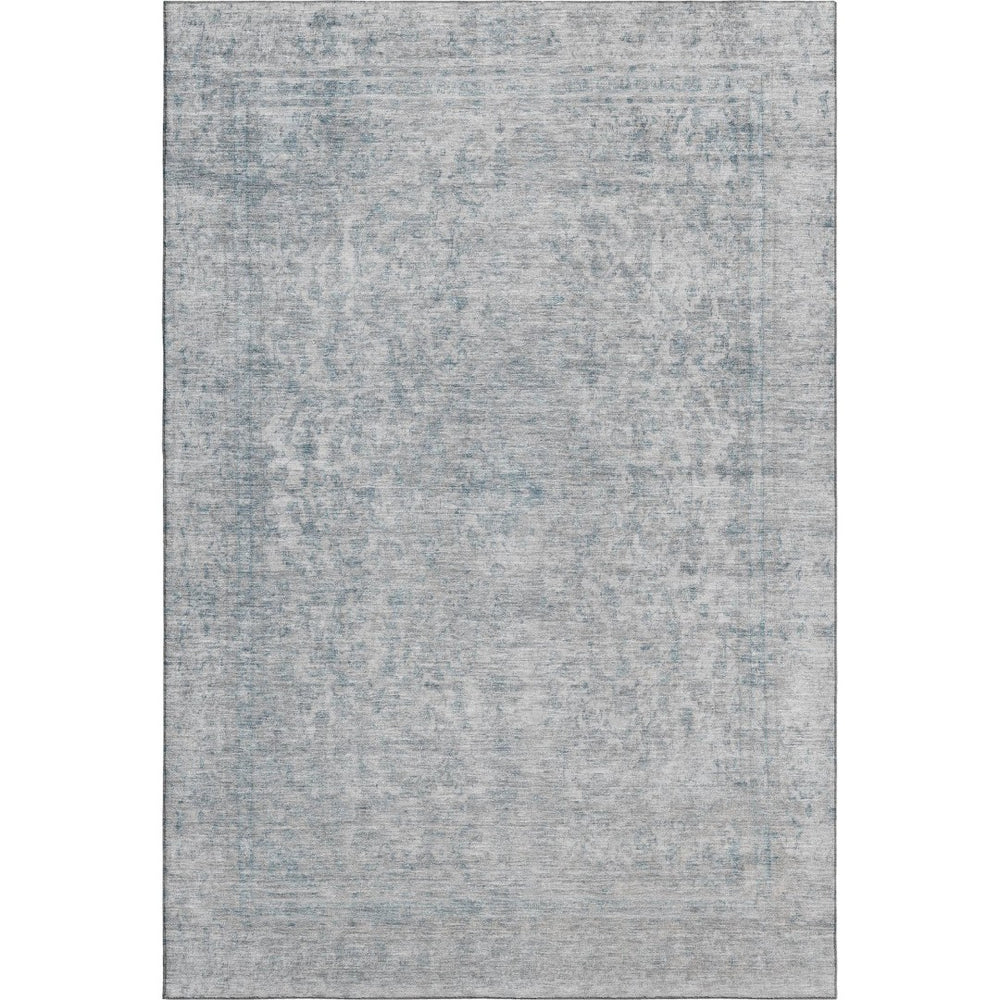 HomeRoots 9' X 12' Silver and Gray Oriental Area Rug - Durable, Washable, Stain-Resistant with UV Protection! 695869