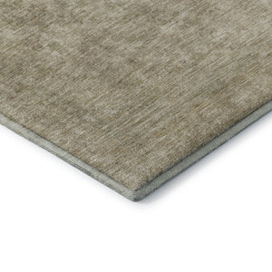 HomeRoots 5' Tan and Beige Oriental Area Rug - Washable, UV-Protected, Durable for High-Traffic Spaces! 695872