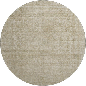 HomeRoots 8' Tan and Beige Oriental Round Rug - Washable, UV Protected, Durable & Ideal for High-Traffic Areas 695873