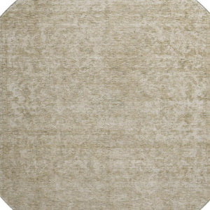 HomeRoots 8' Tan and Beige Oriental Round Rug - Washable, UV Protected, Durable & Ideal for High-Traffic Areas 695873