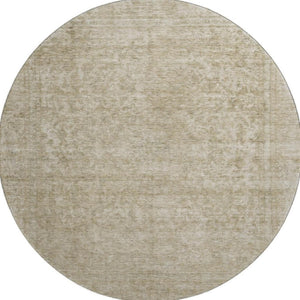 HomeRoots 8' Tan and Beige Oriental Round Rug - Washable, UV Protected, Durable & Ideal for High-Traffic Areas 695873