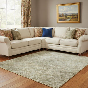 HomeRoots 8' X 10' Tan and Beige Oriental Area Rug - Washable, UV Protected, Durable for Busy Homes & Style 695874
