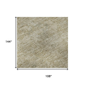 HomeRoots 9' X 12' Tan and Beige Oriental Area Rug - Washable, Stain Resistant, UV Protected, Durable Style 695875