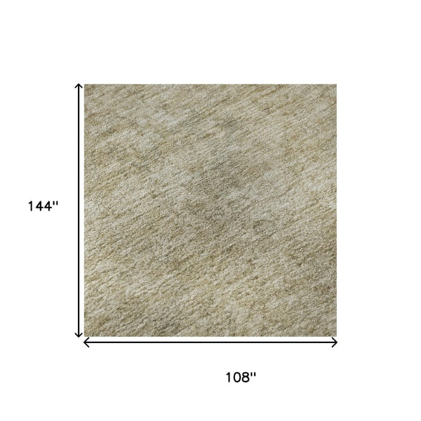 HomeRoots 9' X 12' Tan and Beige Oriental Area Rug - Washable, Stain Resistant, UV Protected, Durable Style 695875