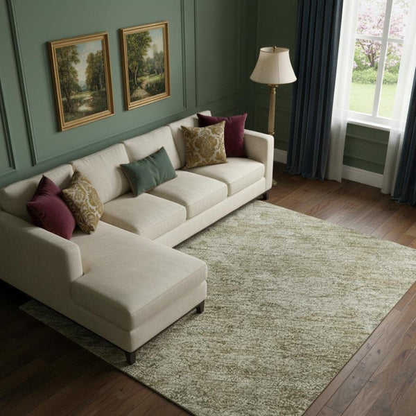 HomeRoots 9' X 12' Tan and Beige Oriental Area Rug - Washable, Stain Resistant, UV Protected, Durable Style 695875