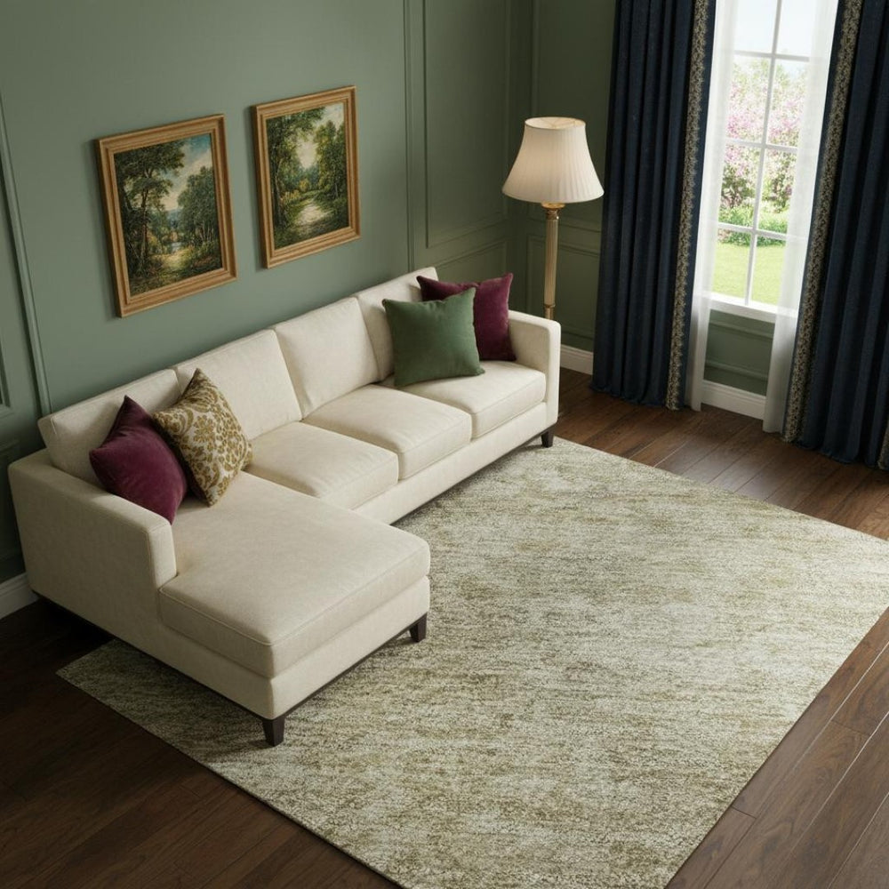 HomeRoots 10' Elegant Tan and Beige Oriental Washable Area Rug with UV Protection for Family-Friendly Living 695876