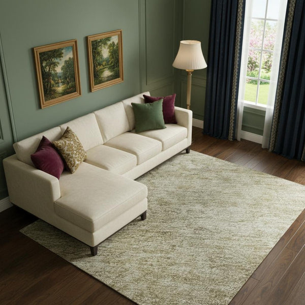 HomeRoots 10' Elegant Tan and Beige Oriental Washable Area Rug with UV Protection for Family-Friendly Living 695876
