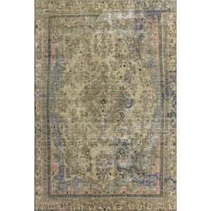 HomeRoots 5' X 8' Artichoke Green Floral Medallion Area Rug - Washable, UV Protected, Non-Slip Design for Homes 695878