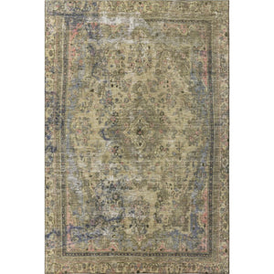 HomeRoots 5' X 8' Artichoke Green Floral Medallion Area Rug - Washable, UV Protected, Non-Slip Design for Homes 695878